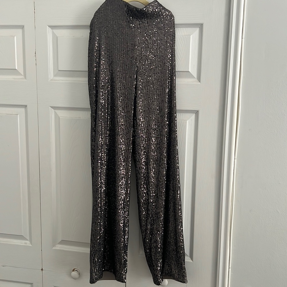 New H&M Womens Sequins Pants Loose Leg